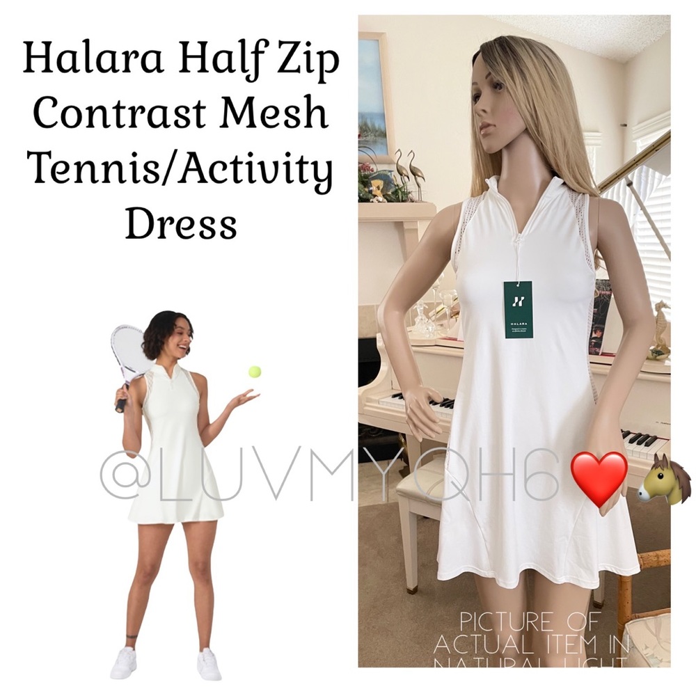 Halara Half Zip Contrast Mesh Tennis Dress NEW